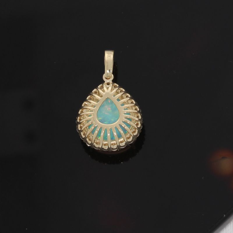Wert 2810 € Brillant Opal Anhänger in 585er 14 K Gelbgold - H1420