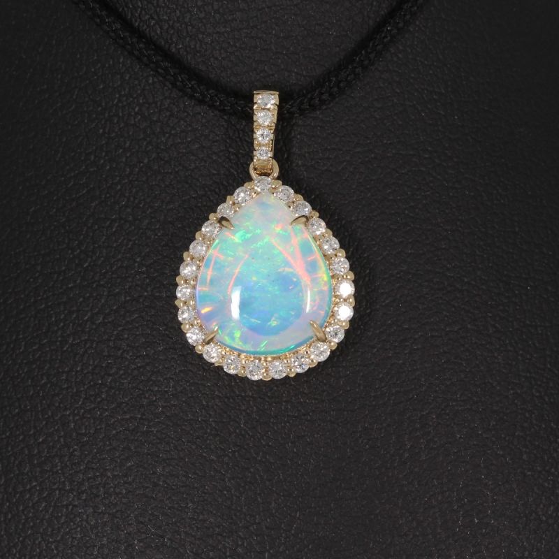 Wert 2810 € Brillant Opal Anhänger in 585er 14 K Gelbgold - H1420