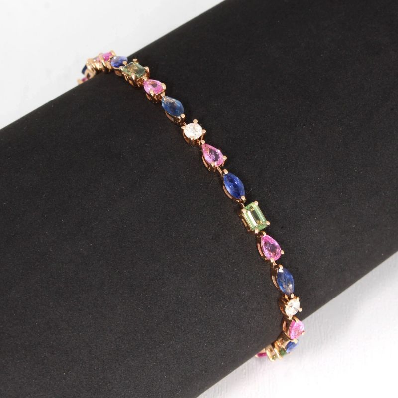 Sale! Wert 7800 € Brillant Saphir Armband in 585er 14 K Rosegold - 85468