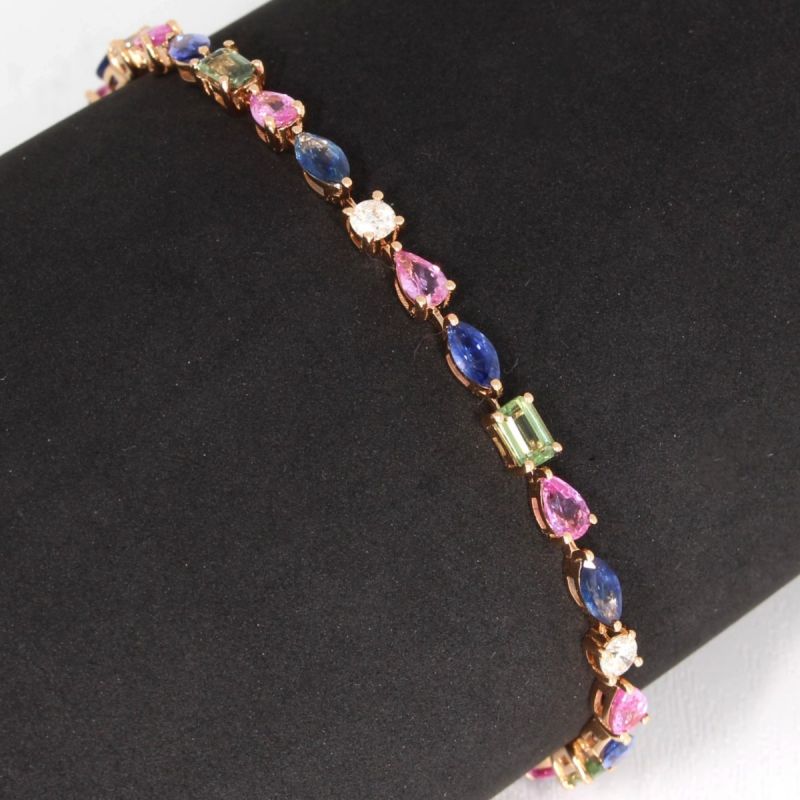Sale! Wert 7800 € Brillant Saphir Armband in 585er 14 K Rosegold - 85468