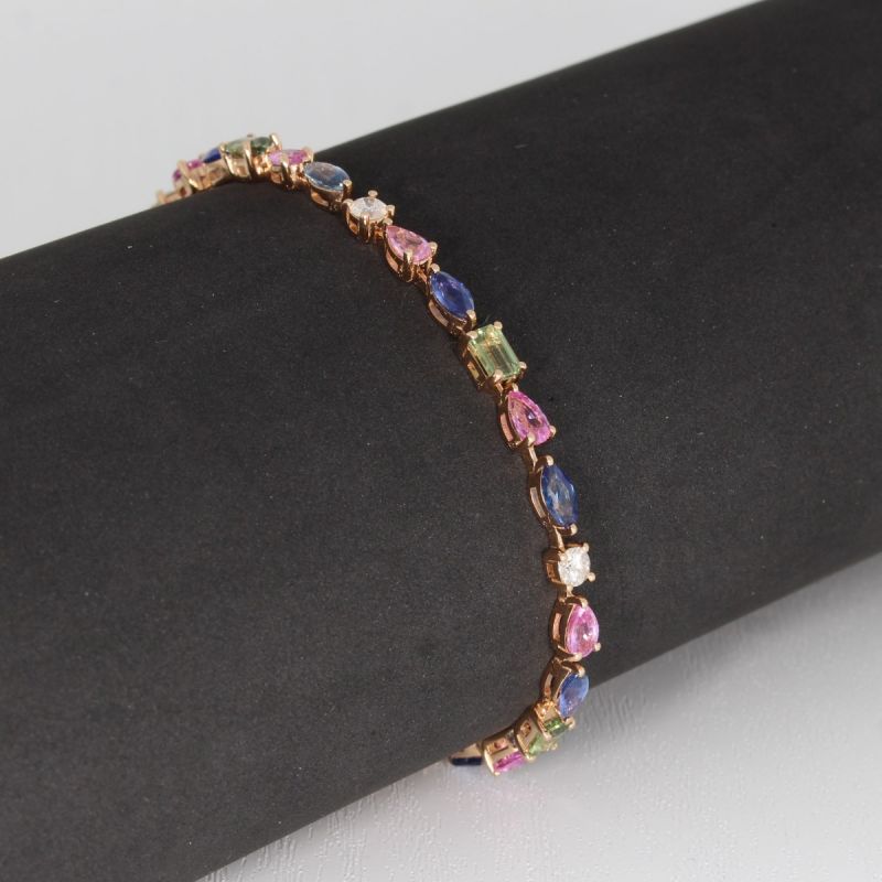 Sale! Wert 7800 € Brillant Saphir Armband in 585er 14 K Rosegold - 85468