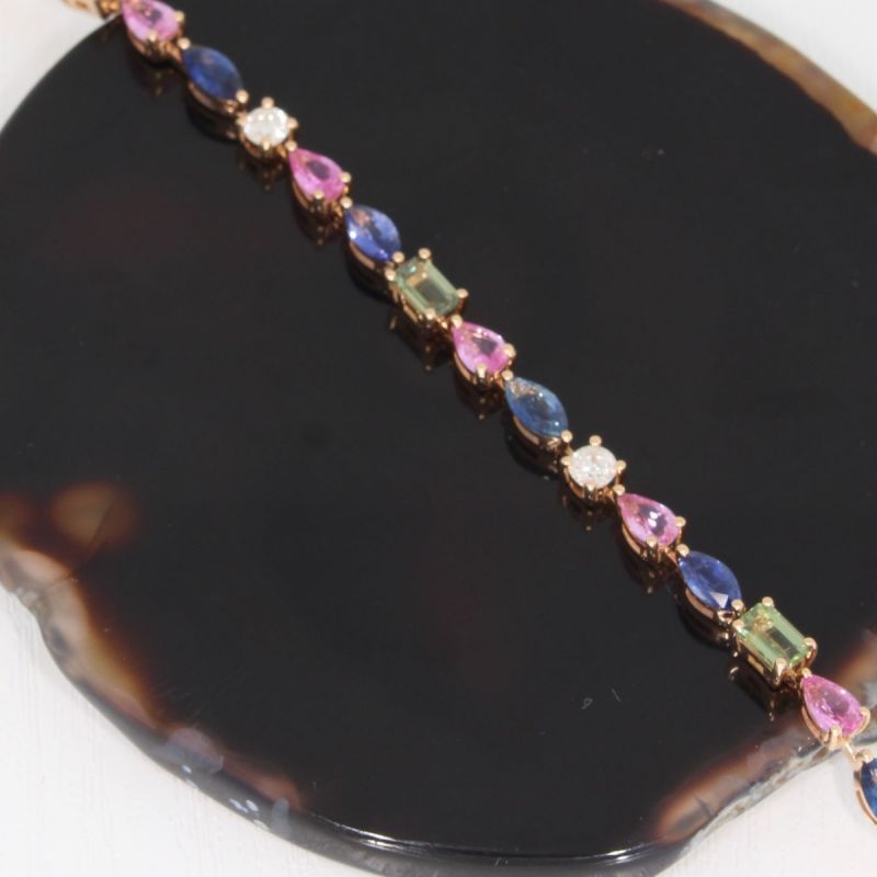 Sale! Wert 7800 € Brillant Saphir Armband in 585er 14 K Rosegold - 85468