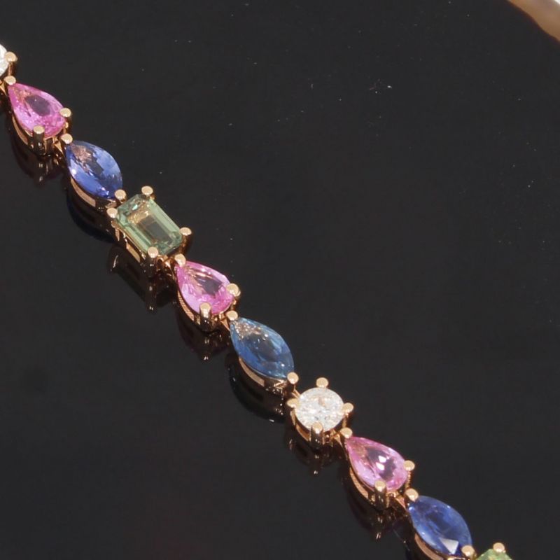 Sale! Wert 7800 € Brillant Saphir Armband in 585er 14 K Rosegold - 85468