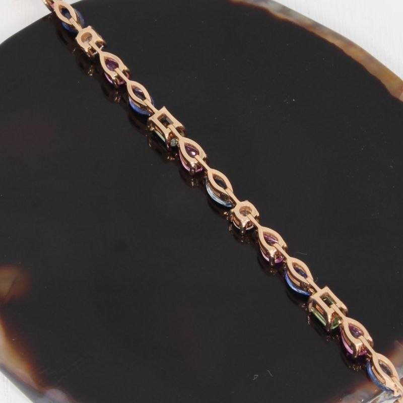 Sale! Wert 7800 € Brillant Saphir Armband in 585er 14 K Rosegold - 85468