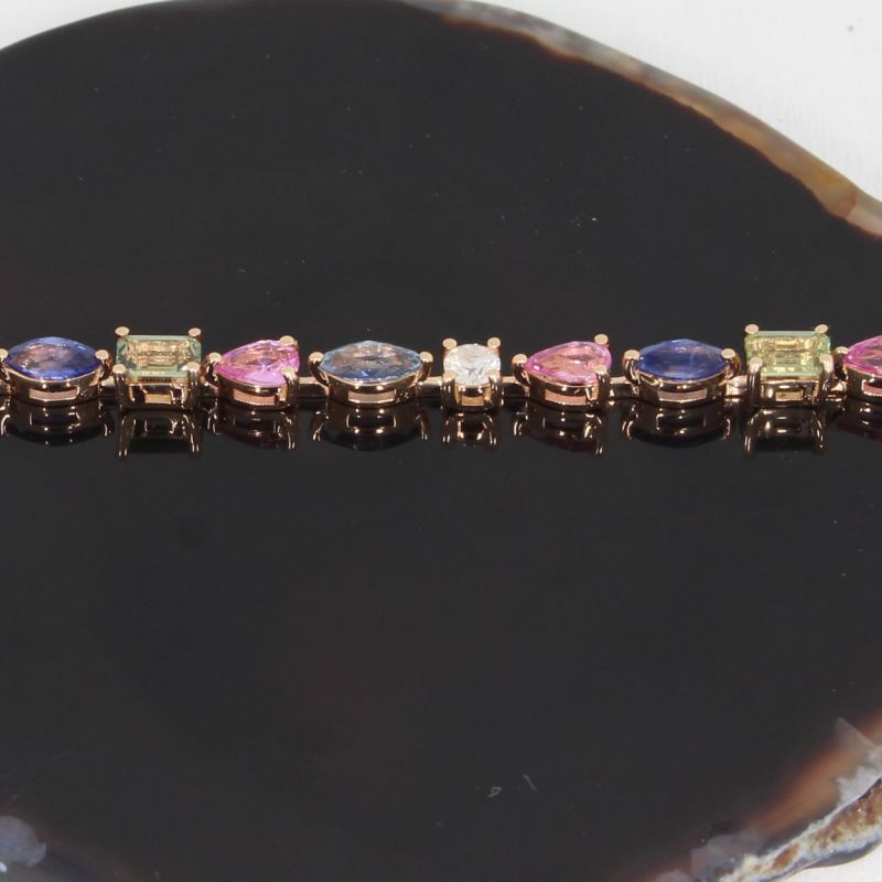 Sale! Wert 7800 € Brillant Saphir Armband in 585er 14 K Rosegold - 85468