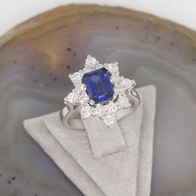 Sale! Wert 5790 € Brillant Saphir Ring in 585er 14 K Weißgold - 85493