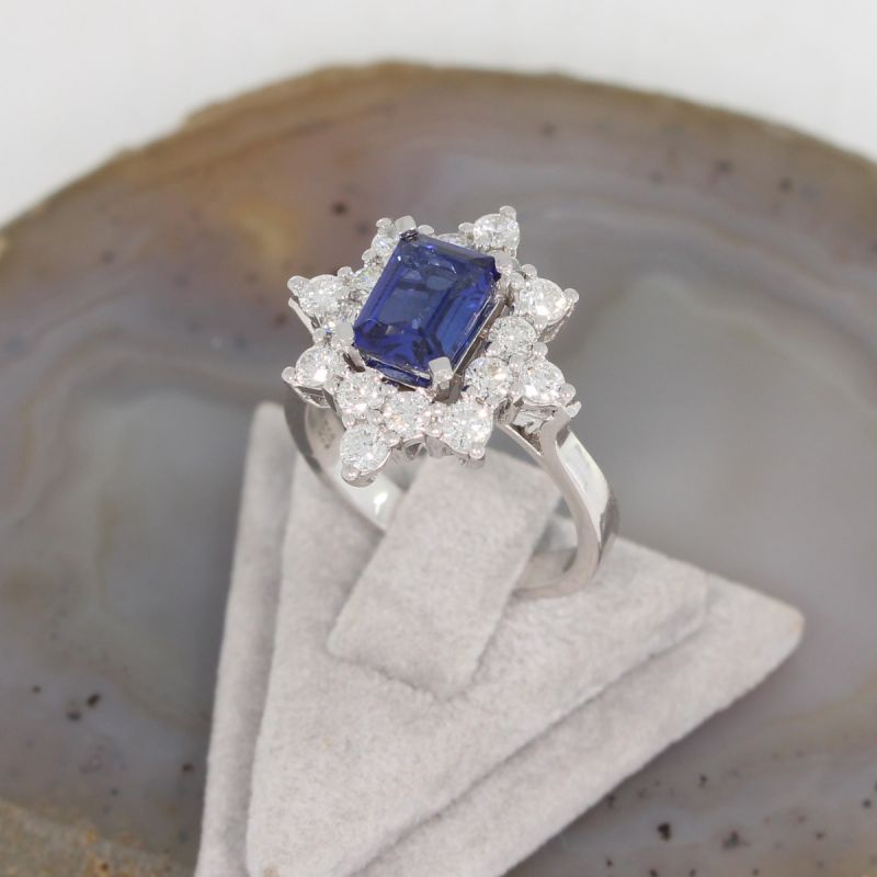 Sale! Wert 5790 € Brillant Saphir Ring in 585er 14 K Weißgold - 85493