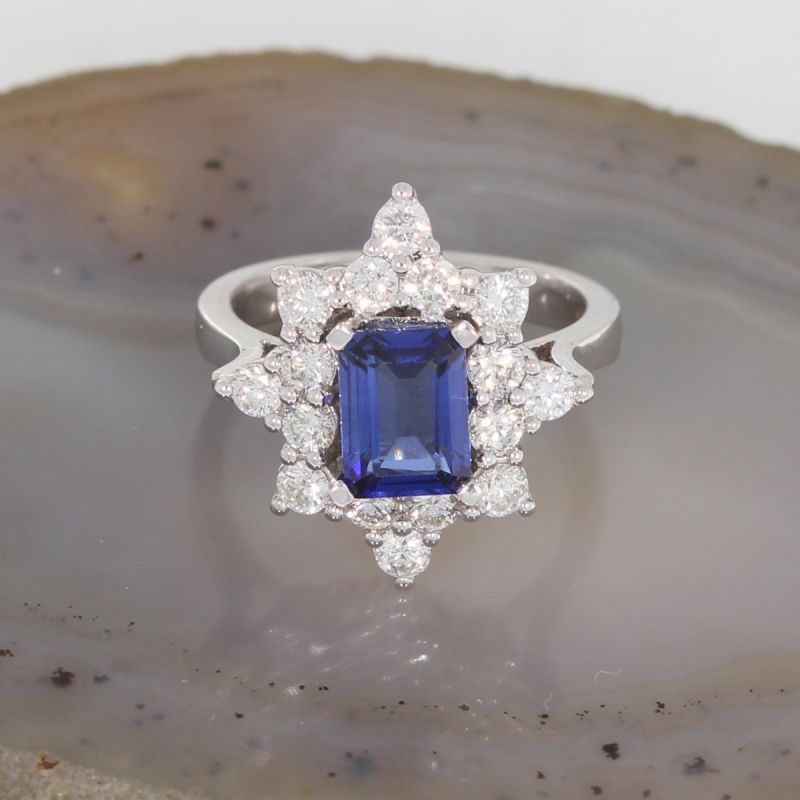 Sale! Wert 5790 € Brillant Saphir Ring in 585er 14 K Weißgold - 85493