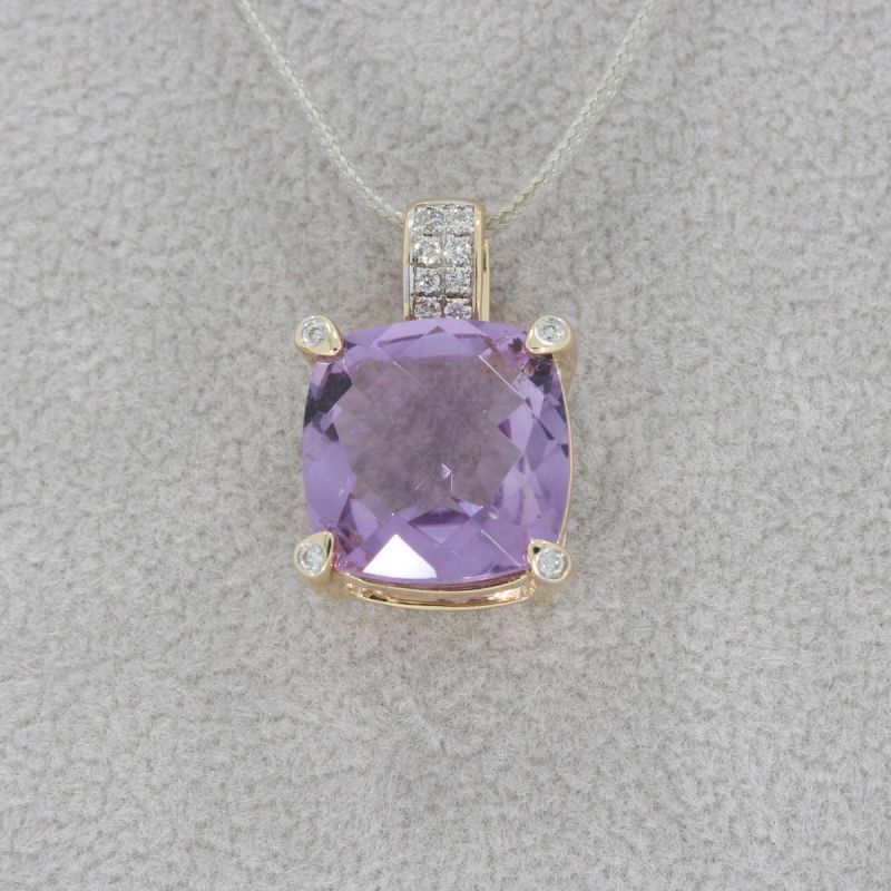 Wert 750 € Brillant Amethyst Anhänger in 585er 14 K Weißgold - K85644