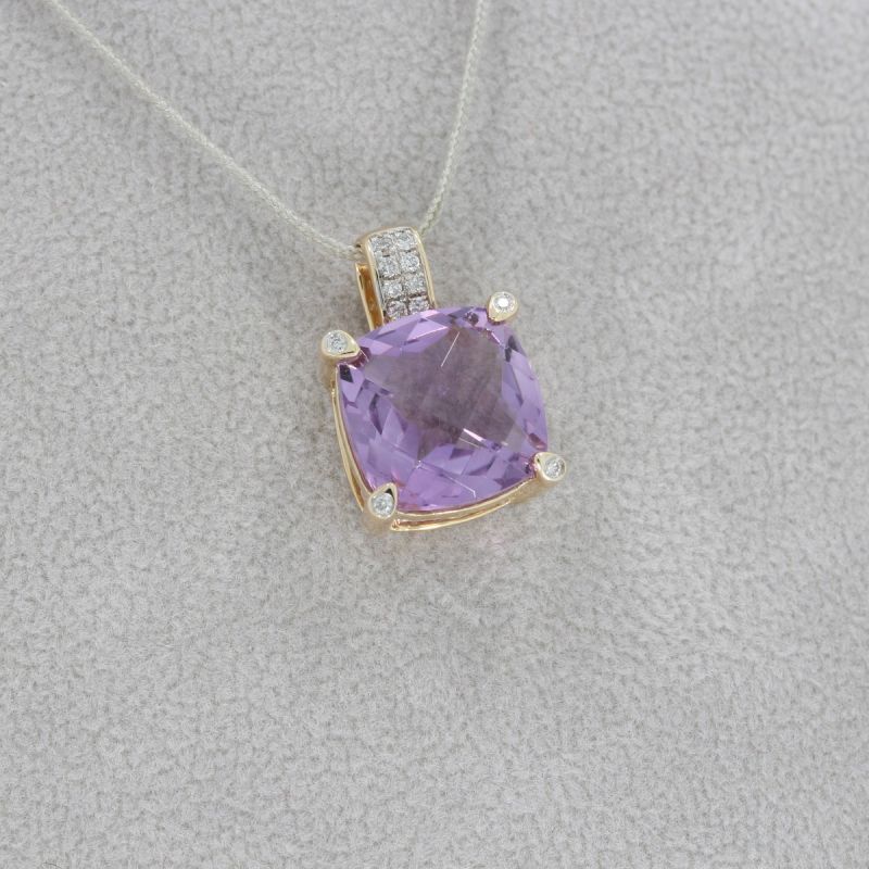 Wert 750 € Brillant Amethyst Anhänger in 585er 14 K Weißgold - K85644