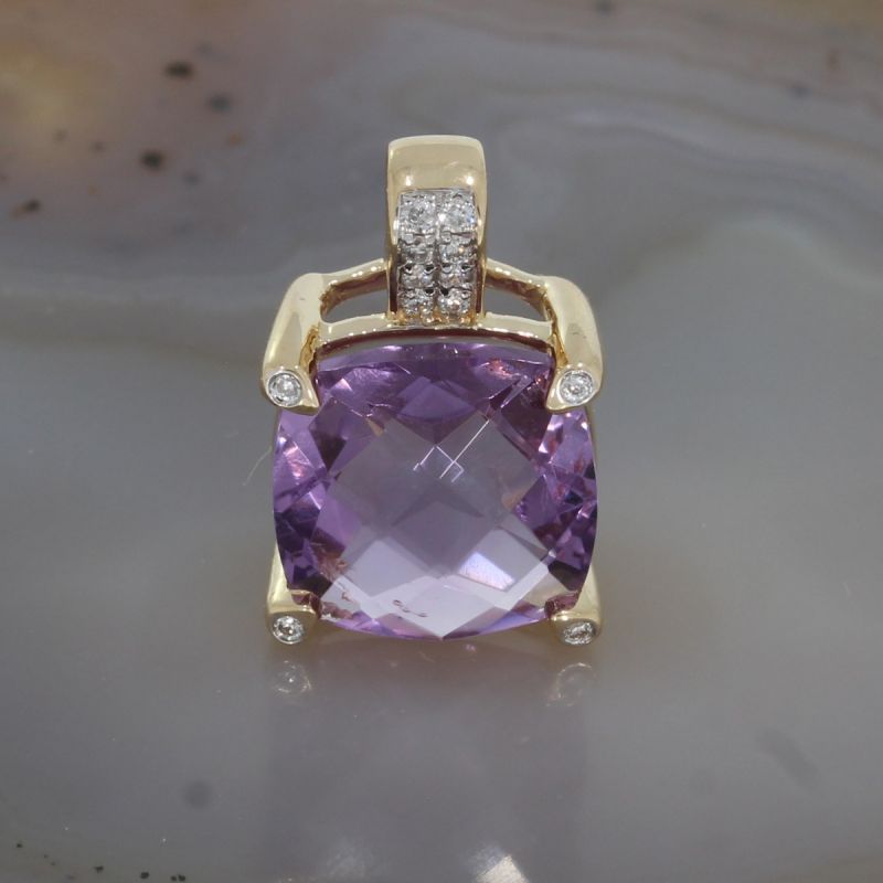 Wert 750 € Brillant Amethyst Anhänger in 585er 14 K Weißgold - K85644