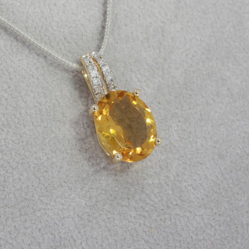 Wert 550 € Brillant Citrin Anhänger in 585er 14 K Gelbgold - H1380