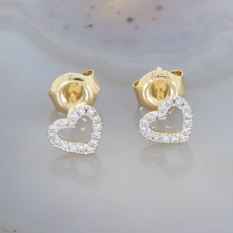 Wert 950 € Brillant Ohrstecker Herz (0,12 carat) in 585er 14 K Gelbgold - H1450