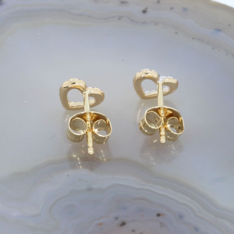 Wert 950 € Brillant Ohrstecker Herz (0,12 carat) in 585er 14 K Gelbgold - H1450