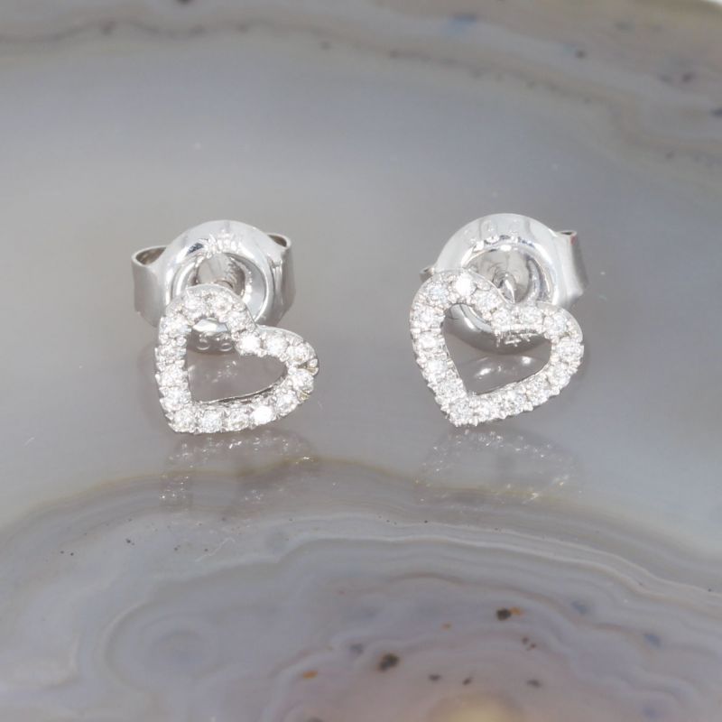 Wert 950 € Brillant Ohrstecker Herz (0,13 carat) in 585er 14 K Weißgold - H1452