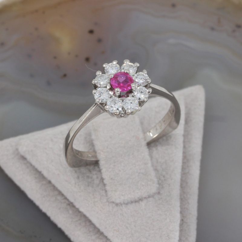 Sale! Wert 1990 € Brillant Rubin Ring in 750er 18 K Weißgold - 86014