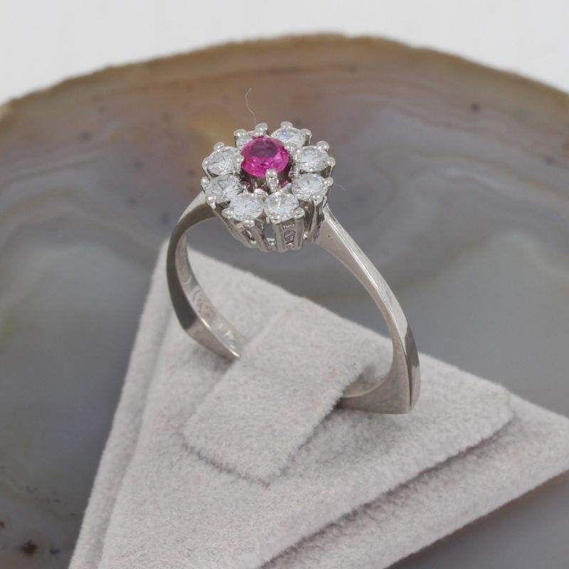 Sale! Wert 1990 € Brillant Rubin Ring in 750er 18 K Weißgold - 86014