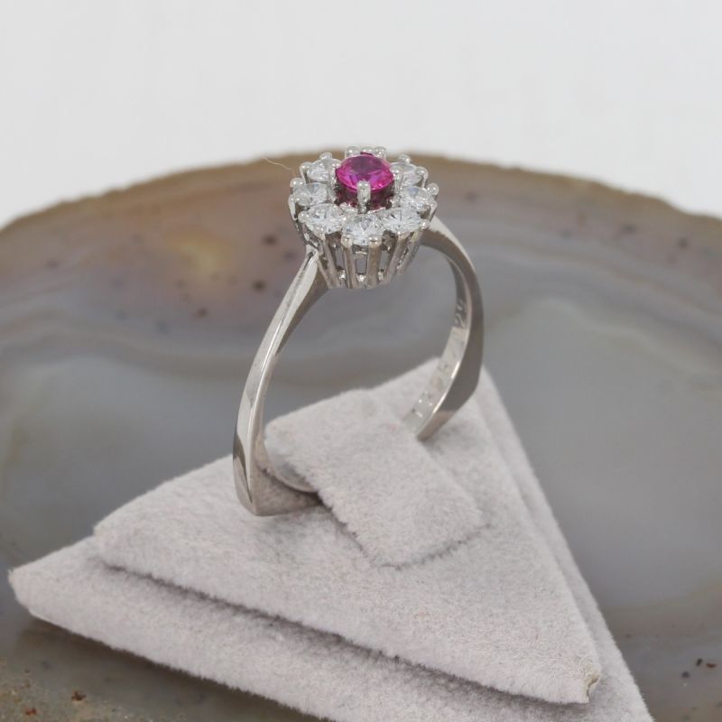 Sale! Wert 1990 € Brillant Rubin Ring in 750er 18 K Weißgold - 86014