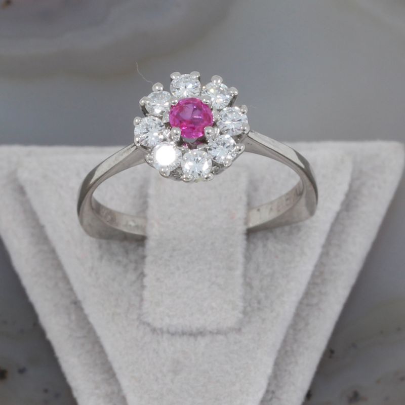 Sale! Wert 1990 € Brillant Rubin Ring in 750er 18 K Weißgold - 86014