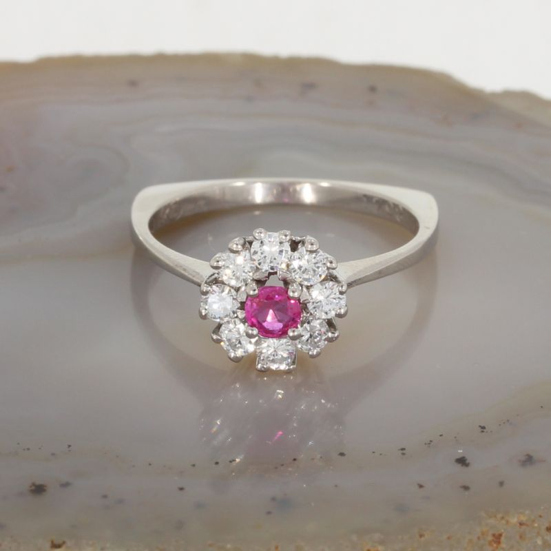 Sale! Wert 1990 € Brillant Rubin Ring in 750er 18 K Weißgold - 86014