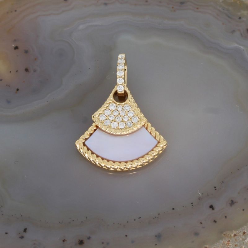 Sale! Wert 1630 € Brillant Perlmutt Anhänger in 585er 14 K Gelbgold - 86194