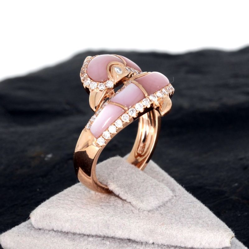 Wert 2980 € Brillant Perlmutt Ring Delfin in 585er 14 K Rosegold - H1492