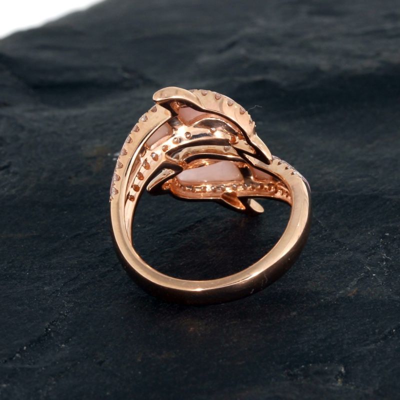 Wert 2980 € Brillant Perlmutt Ring Delfin in 585er 14 K Rosegold - H1492