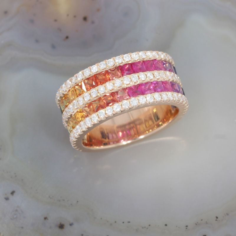 Wert 7640 € Brillant Saphir Ring in 585er 14 K Roségold - 86538