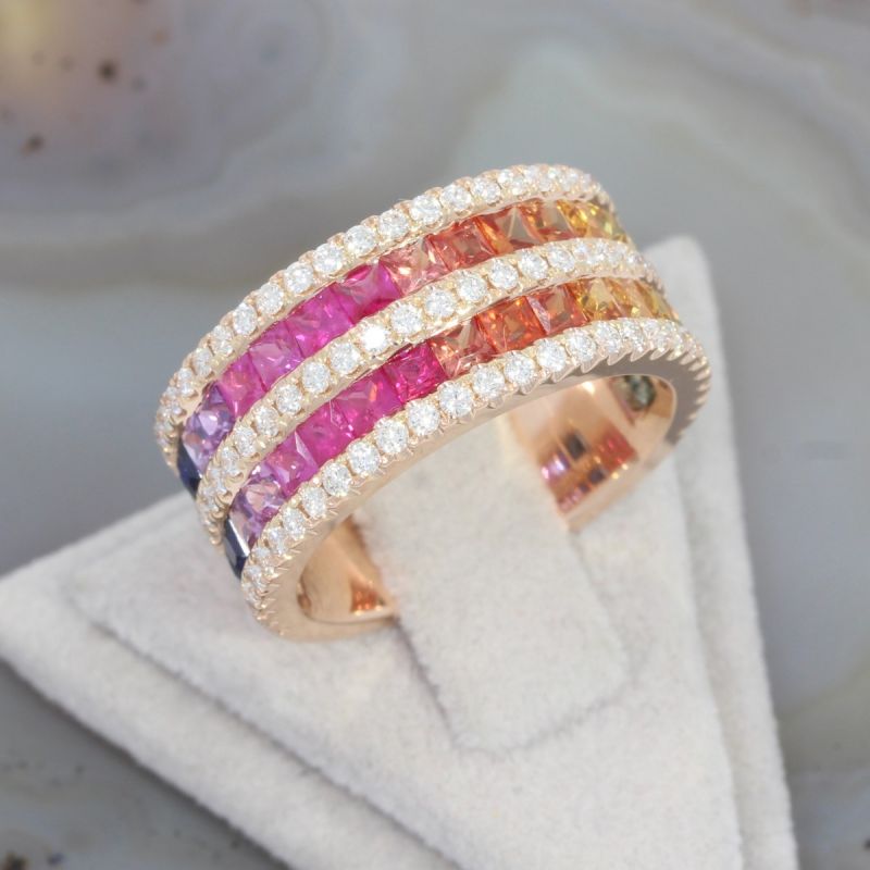 Wert 7640 € Brillant Saphir Ring in 585er 14 K Roségold - 86538