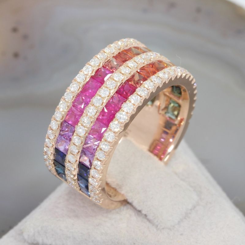 Wert 7640 € Brillant Saphir Ring in 585er 14 K Roségold - 86538
