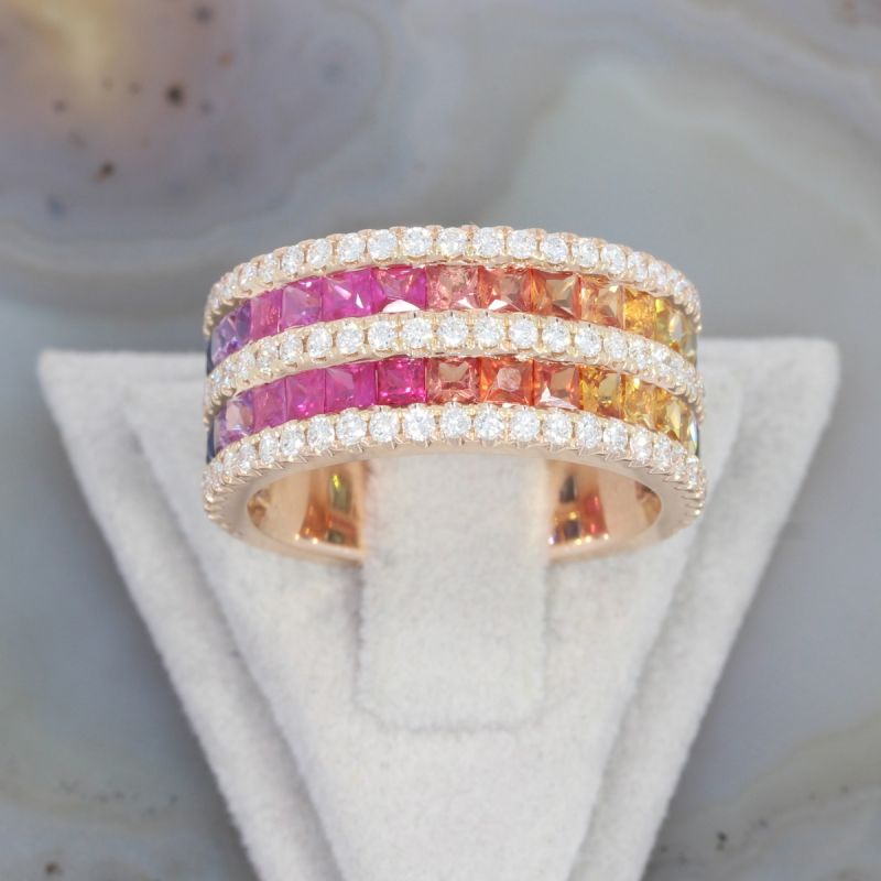 Wert 7640 € Brillant Saphir Ring in 585er 14 K Roségold - 86538