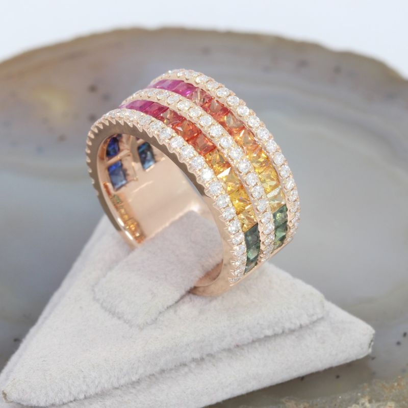 Wert 7640 € Brillant Saphir Ring in 585er 14 K Roségold - 86538