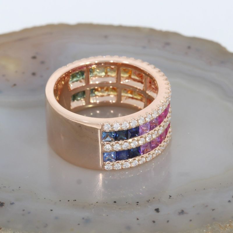 Wert 7640 € Brillant Saphir Ring in 585er 14 K Roségold - 86538