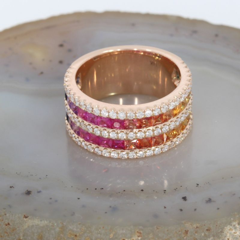 Wert 7640 € Brillant Saphir Ring in 585er 14 K Roségold - 86538
