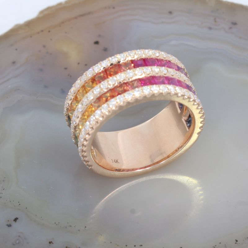 Wert 7640 € Brillant Saphir Ring in 585er 14 K Roségold - 86538