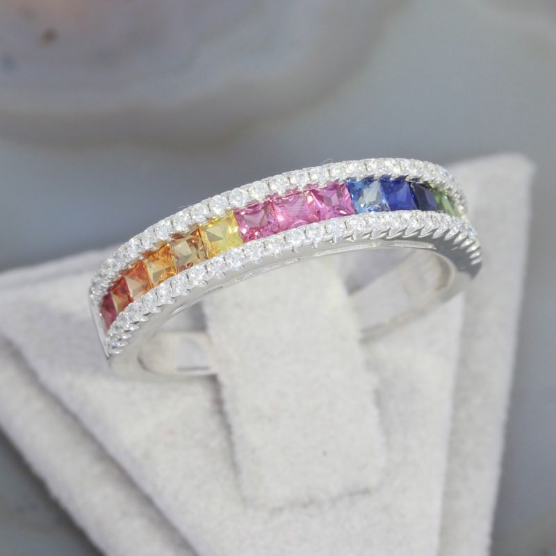 Wert 2390 € Brillant Saphir Ring in 585er 14 K Weißgold - H1526