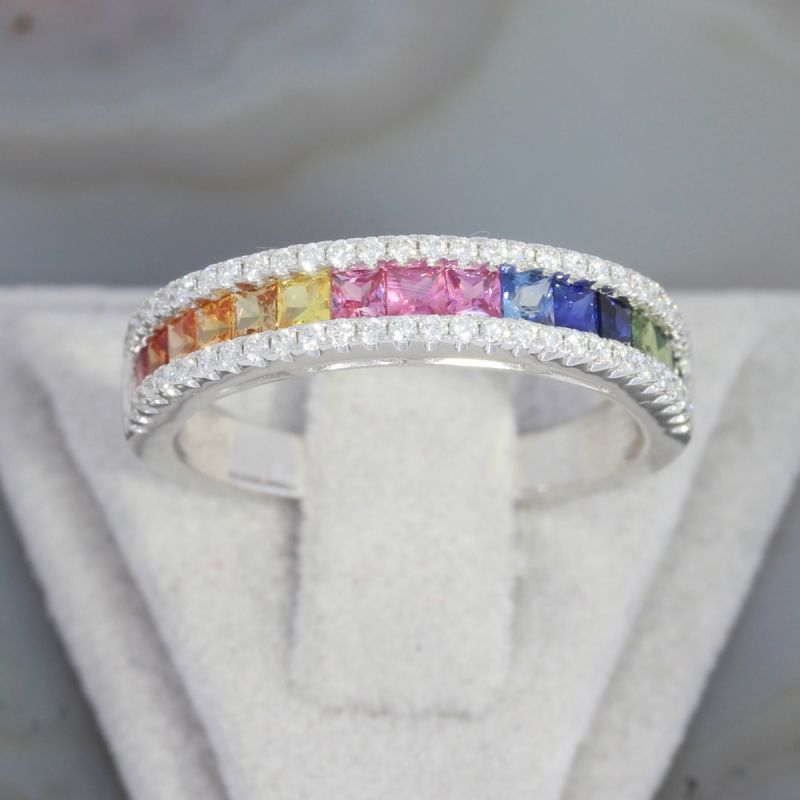 Wert 2390 € Brillant Saphir Ring in 585er 14 K Weißgold - H1526