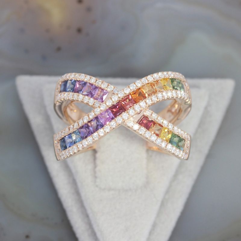 Wert 4370 € Brillant Saphir Ring in 585er 14 K Roségold - H1494