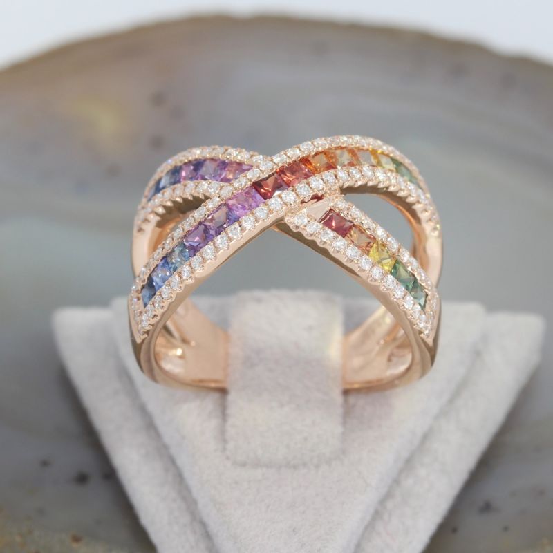 Wert 4370 € Brillant Saphir Ring in 585er 14 K Roségold - H1494