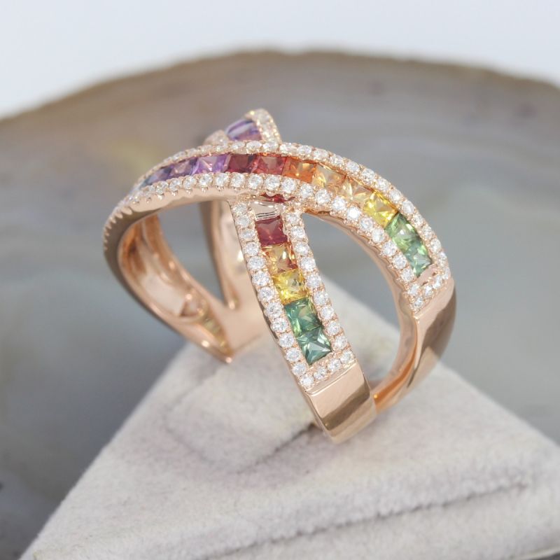 Wert 4370 € Brillant Saphir Ring in 585er 14 K Roségold - H1494