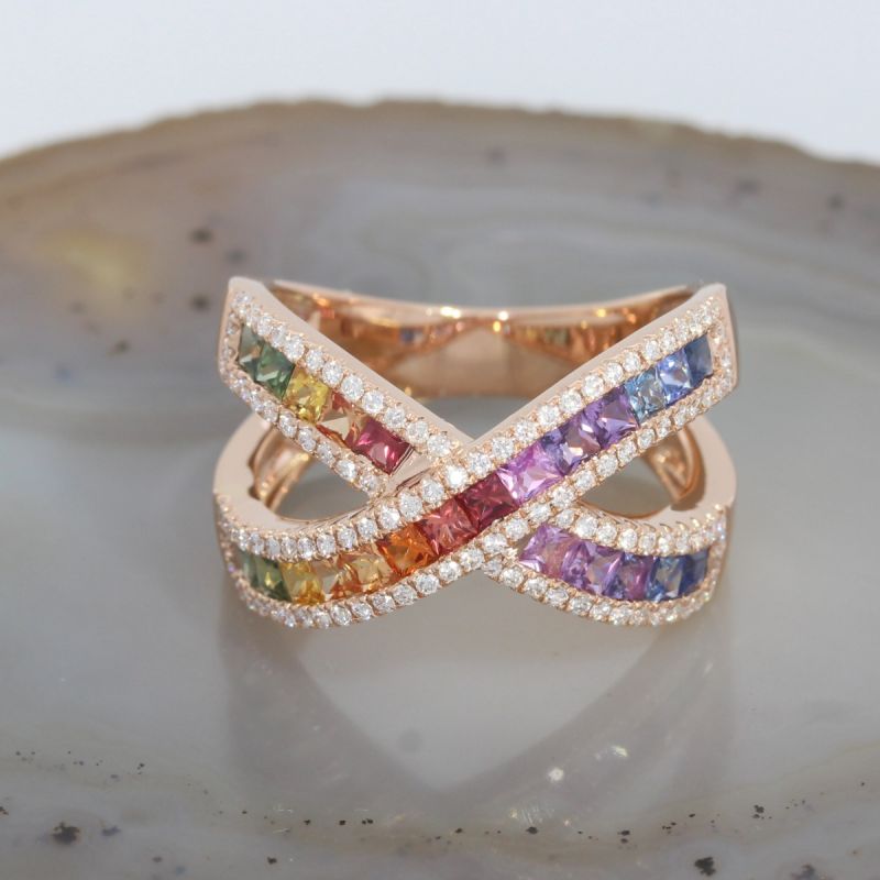 Wert 4370 € Brillant Saphir Ring in 585er 14 K Roségold - H1494