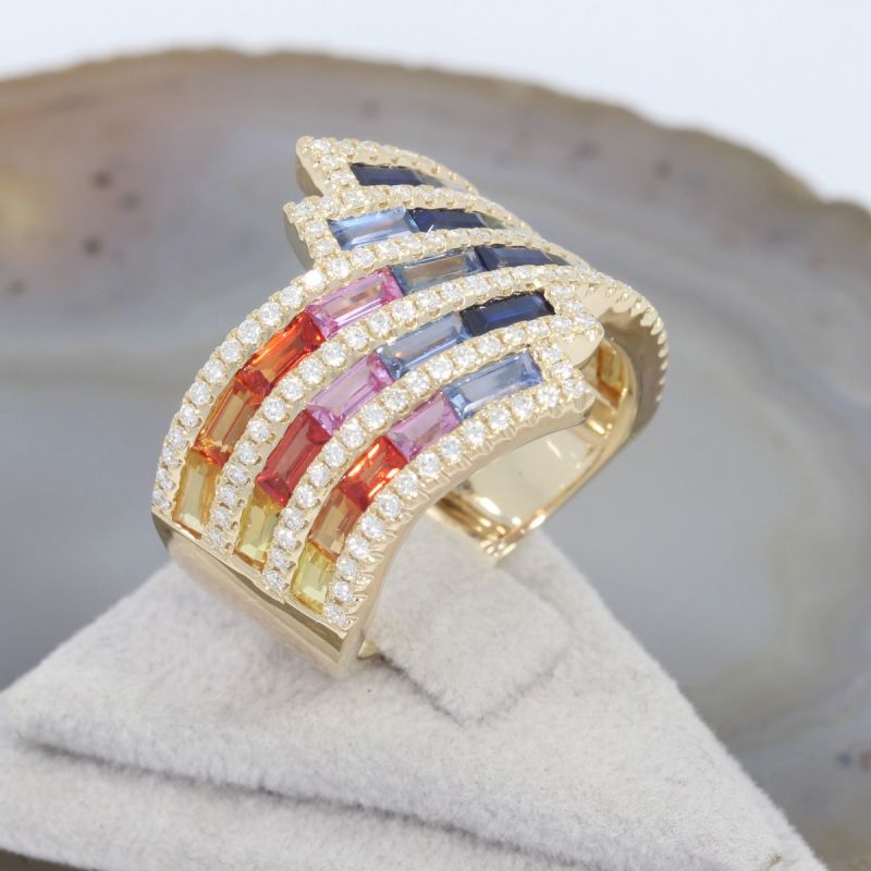 Wert 7090 € Brillant Saphir Ring in 585er 14 K Gelbgold - H1455