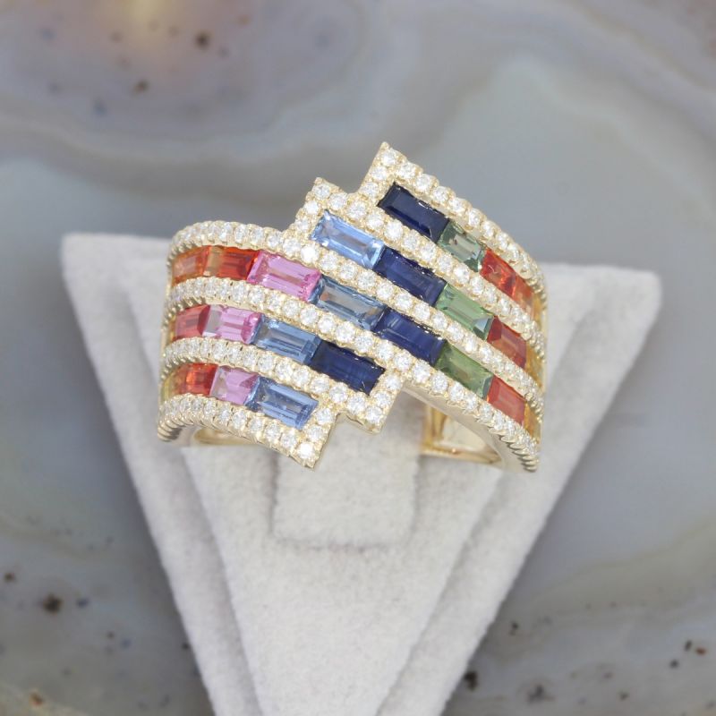 Wert 7090 € Brillant Saphir Ring in 585er 14 K Gelbgold - H1455