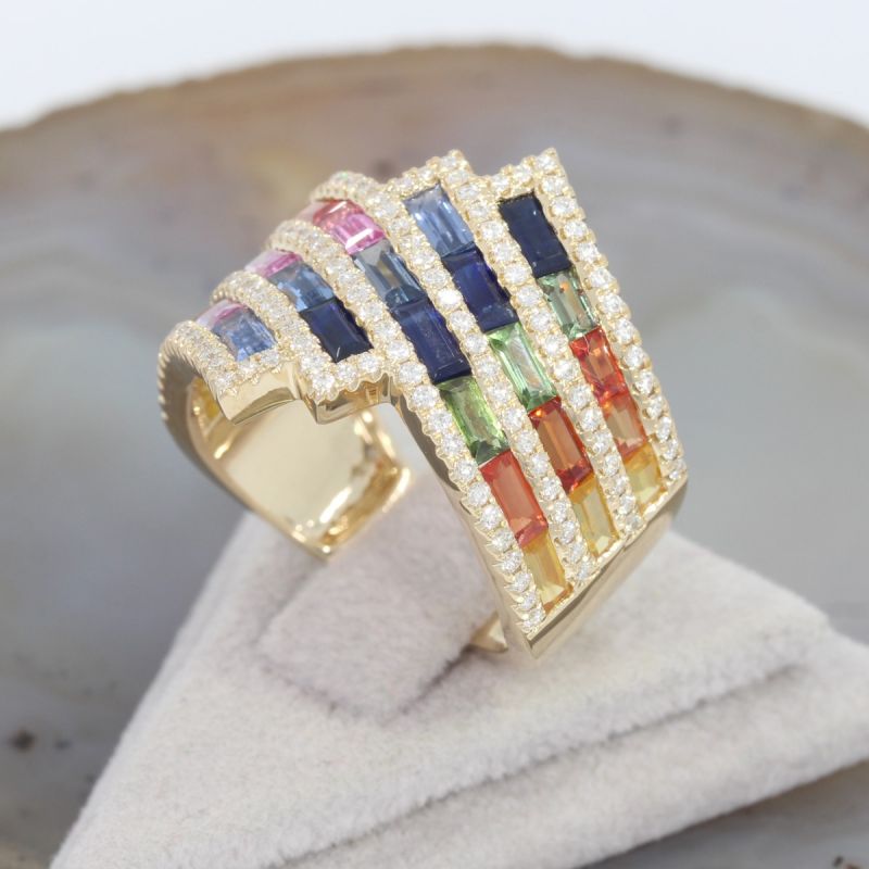 Wert 7090 € Brillant Saphir Ring in 585er 14 K Gelbgold - H1455