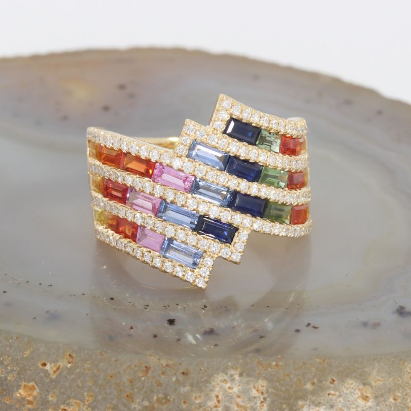 Wert 7090 € Brillant Saphir Ring in 585er 14 K Gelbgold - H1455
