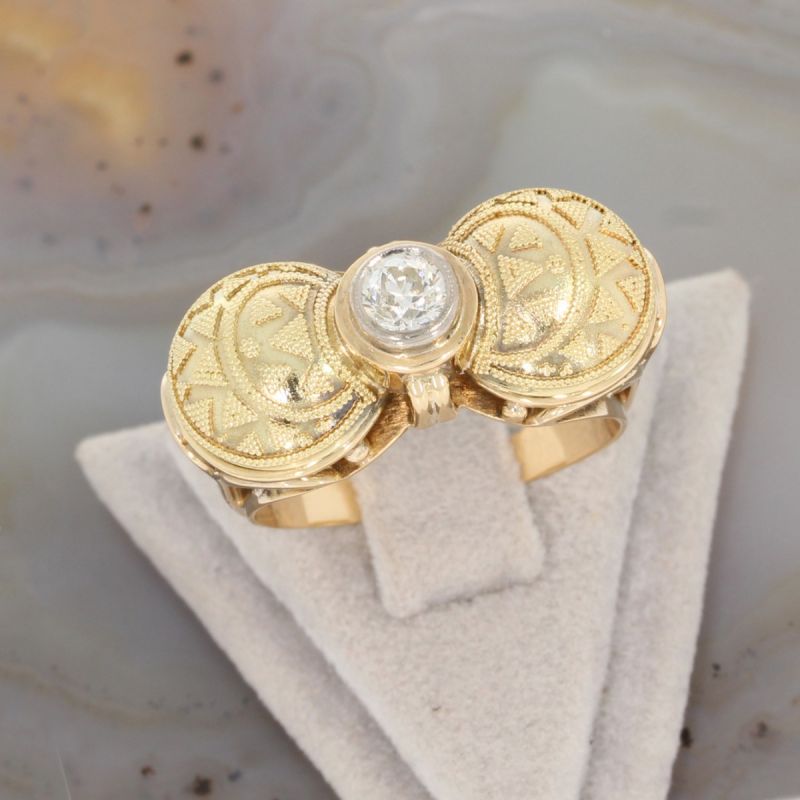 Wert 2590 € Solitär Altschliff Brillant Ring (ca. 0,30 carat) in 585er 14 K Gelbgold - 86568