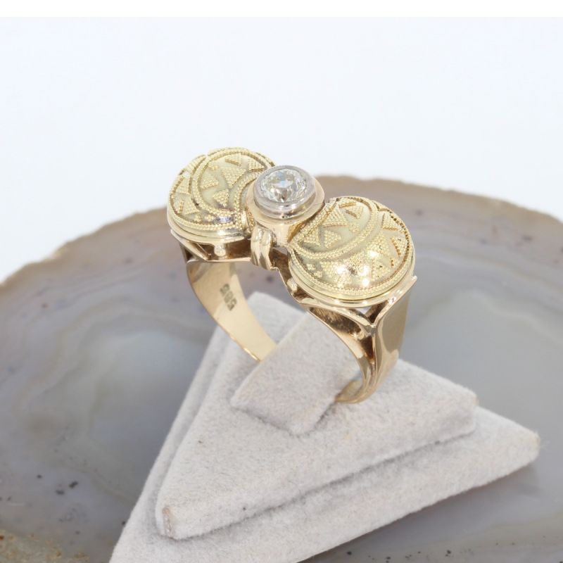 Wert 2590 € Solitär Altschliff Brillant Ring (ca. 0,30 carat) in 585er 14 K Gelbgold - 86568