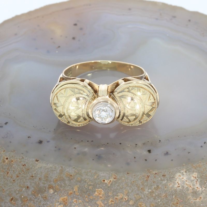 Wert 2590 € Solitär Altschliff Brillant Ring (ca. 0,30 carat) in 585er 14 K Gelbgold - 86568