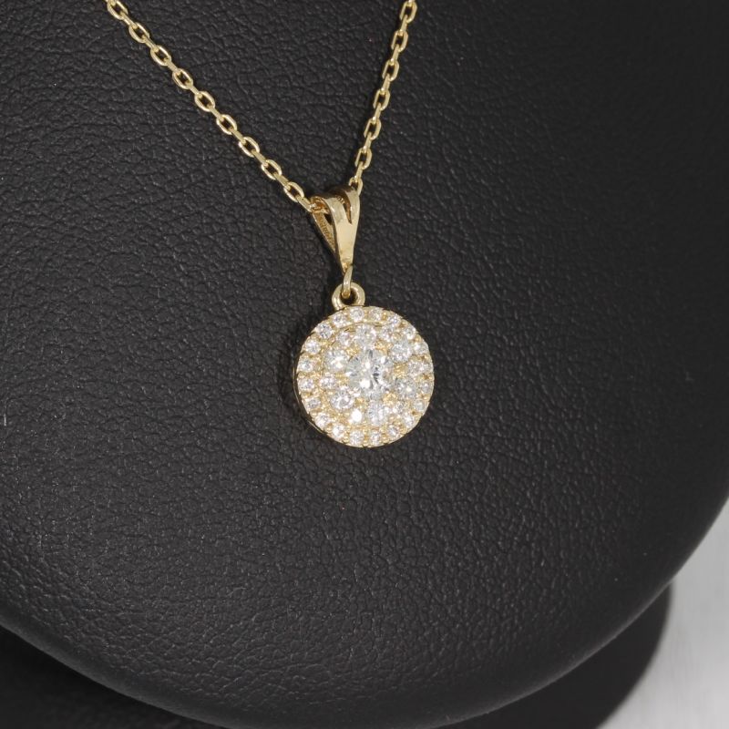 Wert 2190 € Brillant Anhänger (0,36 carat) mit Kette in 585er 14 K Gelbgold - 86609