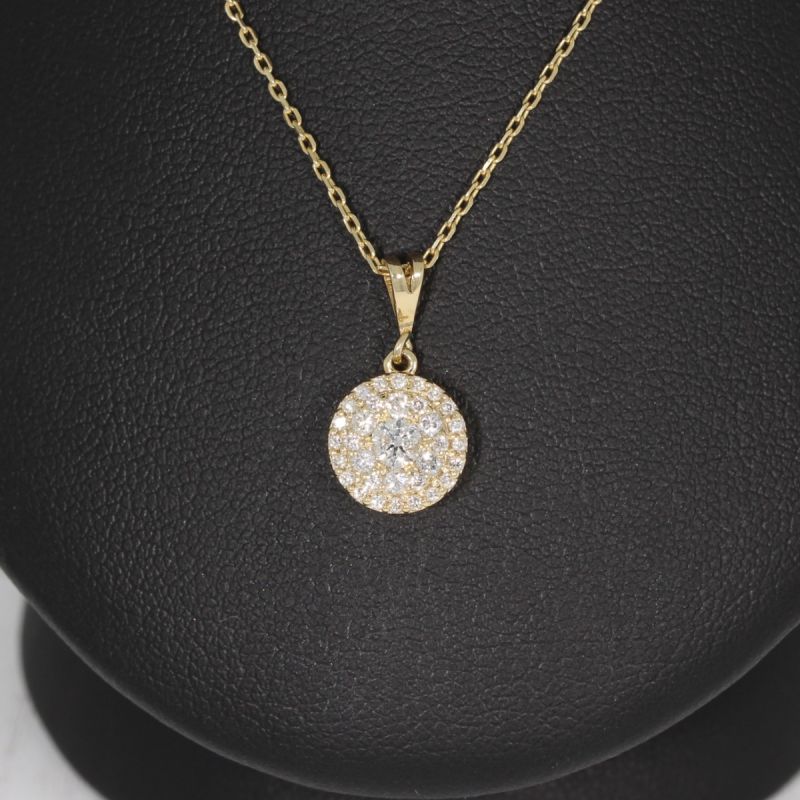Wert 2190 € Brillant Anhänger (0,36 carat) mit Kette in 585er 14 K Gelbgold - 86609